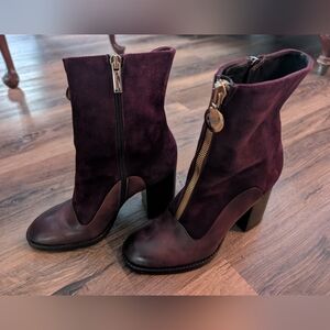Capezzani Burgundy Suede Ankle Boots Sz 37 (Us 6)